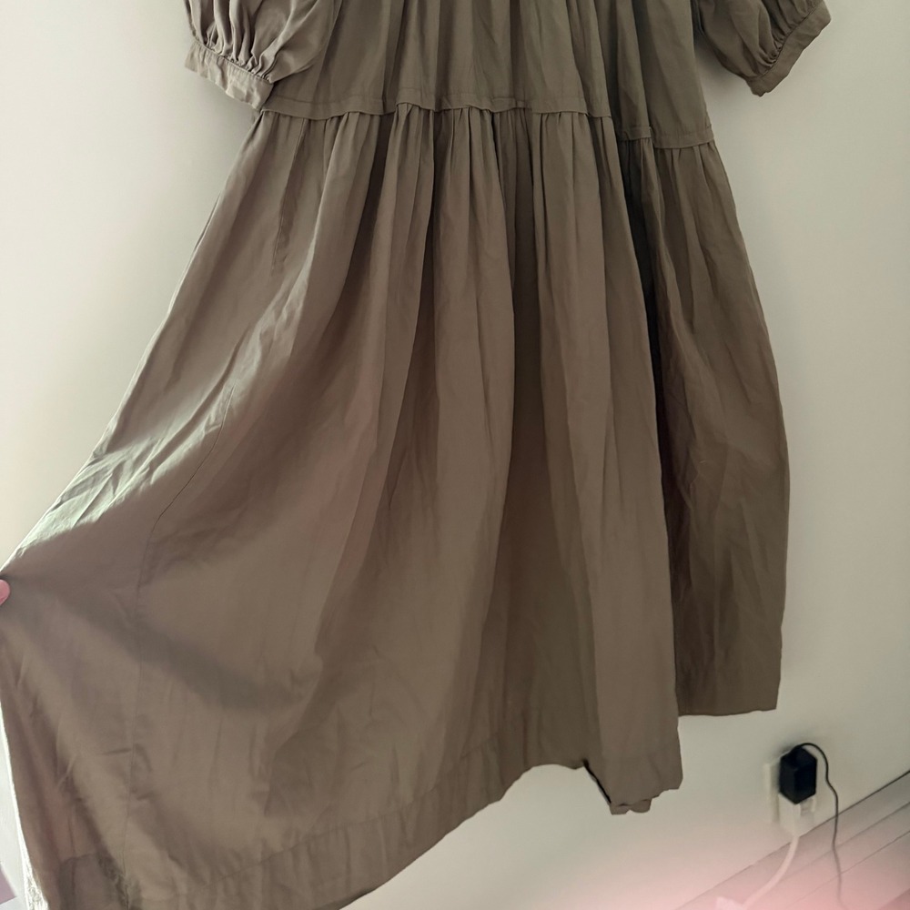Free People Syd Poplin Midi Dress Tiered Puff Sleeve Womens Size S - Picture 4 of 10